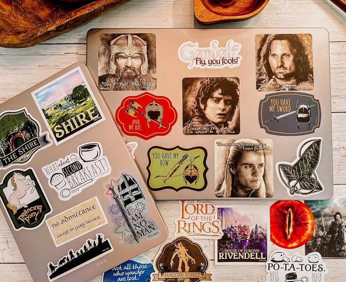 Unleash Your Creativity And Decorate Your World With The Pack Of 60 Lord Of The Rings Vinyl Stickers, A Vast And Varied Collection Of Stickers Featuring The Characters, Creatures, And Symbols Of Middle-Earth