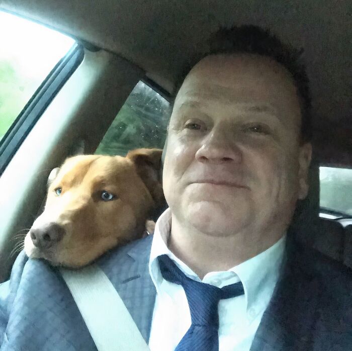 My Dad Is “Not A Dog Person”.. Here He Is With My Dog On The Way To The Beach