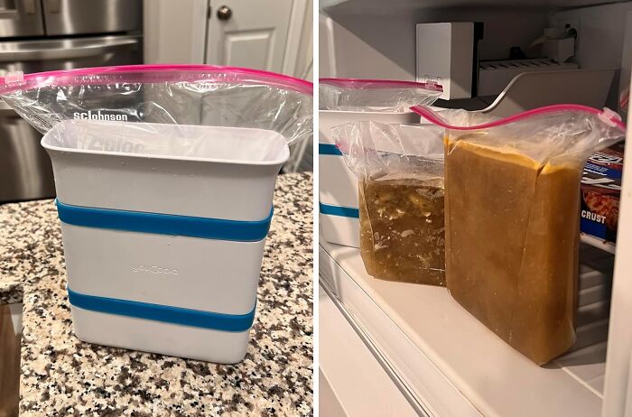 Freeze Your Holiday Leftovers Into Convenient, Easy-To-Store Blocks With The Innovative Food Block Maker, A Genius Kitchen Tool That Turns Up To 6 Cups Of Leftovers Into A Single, Solid Block, Perfect For Stashing In The Freezer For Later Use In Soups, Stews, Or As A Quick Reheatable Meal