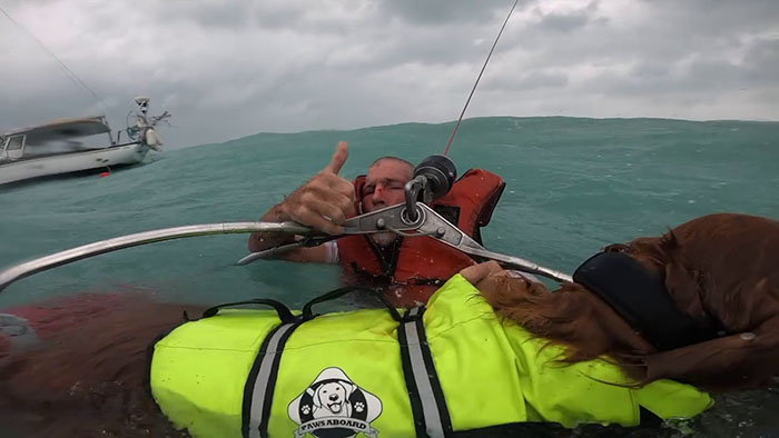 Hurricane Traps Man And His Dog On The Ocean, They Manage To Call The Coast Guard And Get Rescued