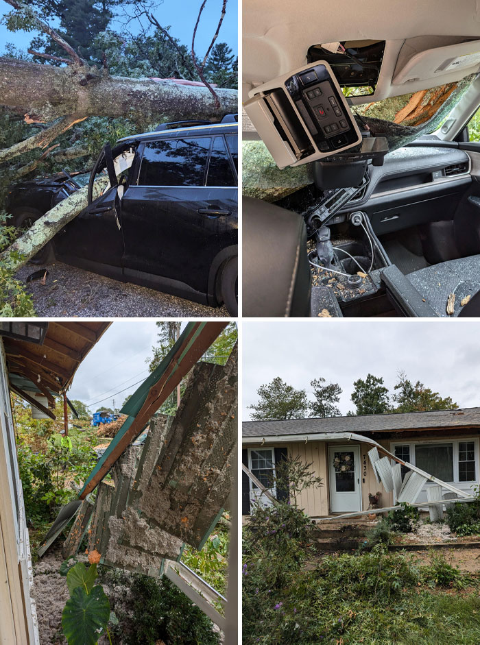 My Neighbors' Tree Fell Onto My 4-Month-Old 2024 Toyota And My House In A Storm This Weekend