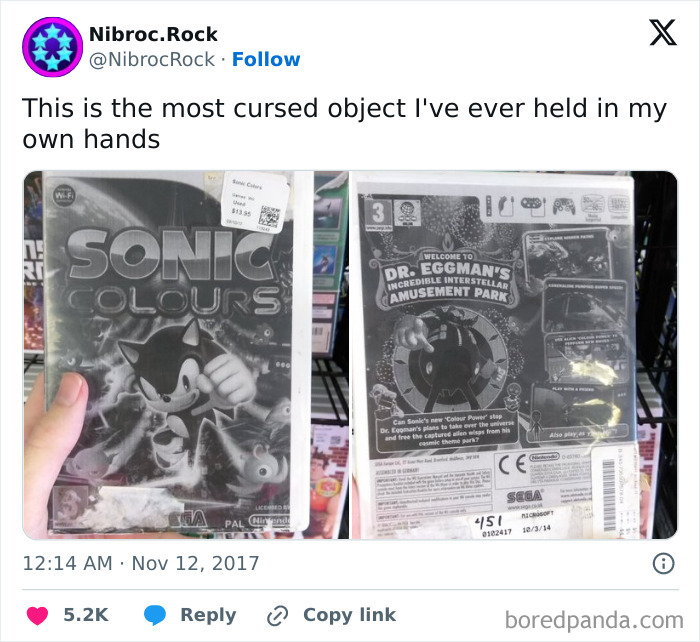 Claims To Be "Sonic Colours" But Is In Black And White