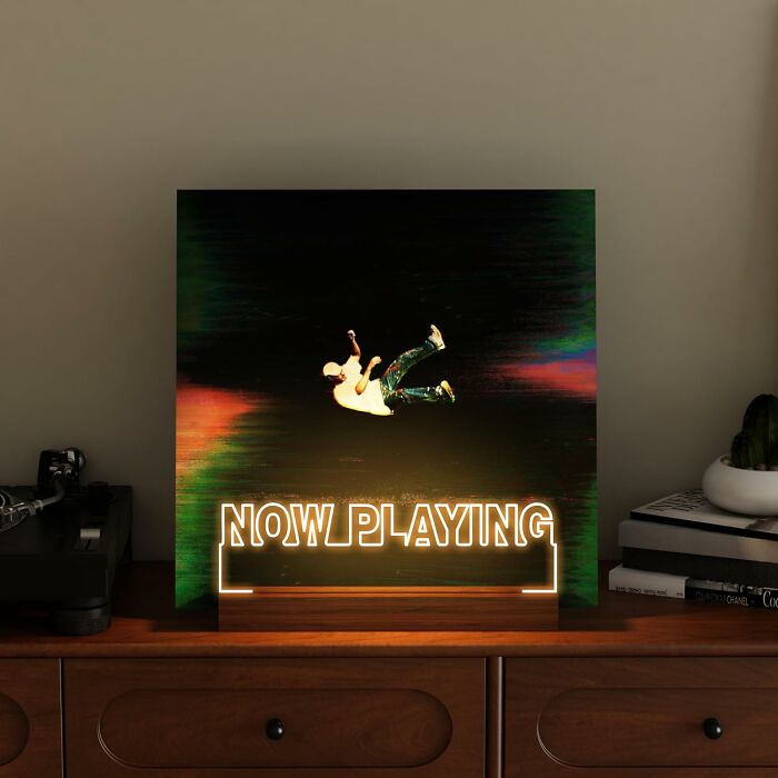 Your Vinyl Collection Is About To Be The Star Of The Show! This 'Now Playing' Vinyl Record Stand With Its Warm White Lights Will Illuminate Your Favorite Album Covers And Turn Your Listening Experience Into A Mesmerizing Light Show