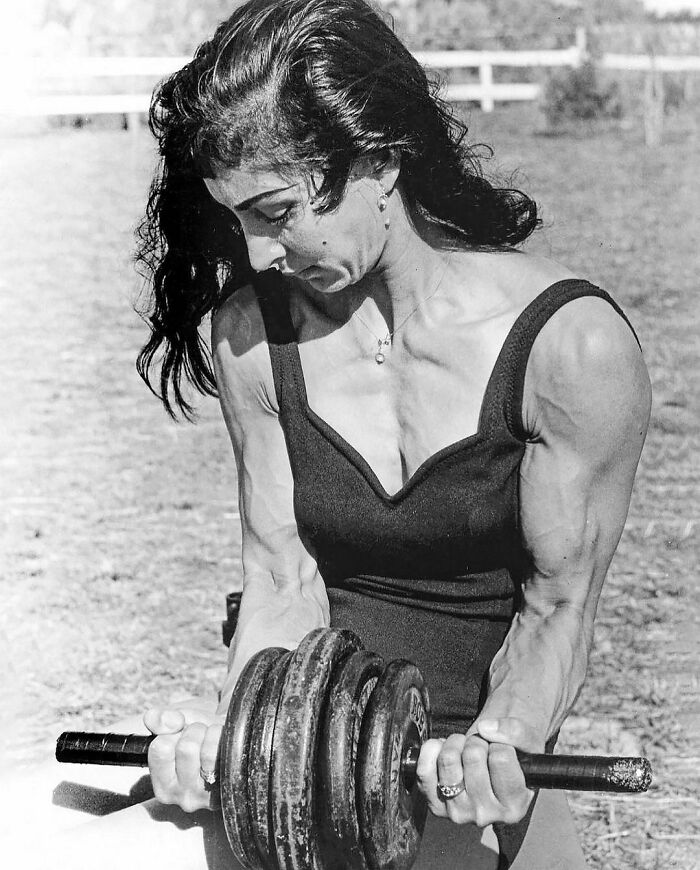 Trapeze Artist Miss Mara Hitting An Arm Workout In 1958