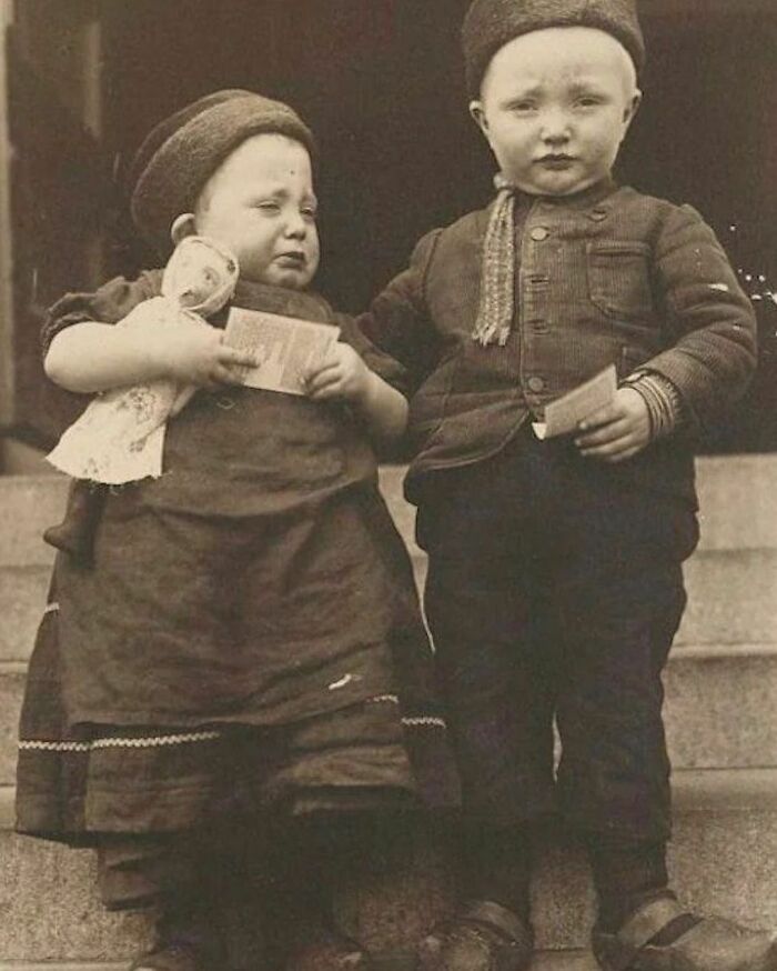 Dutch Children After Arriving At Ellis Island, Circa 1900