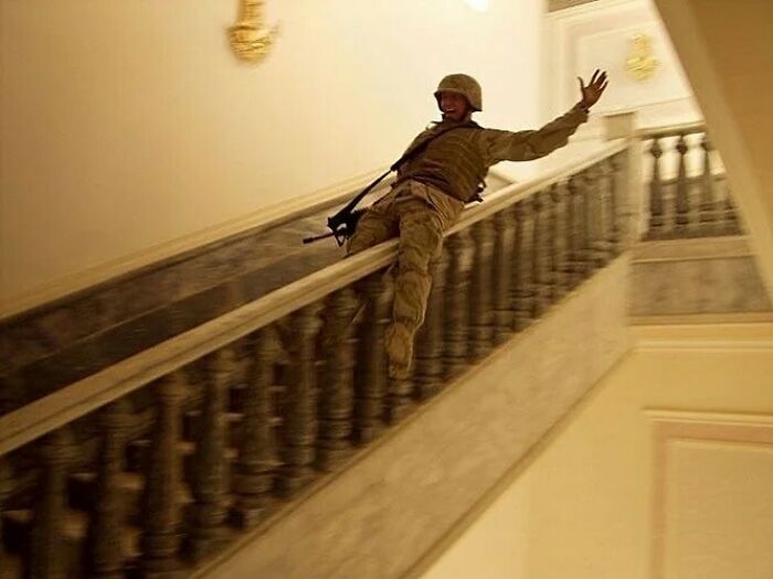 American Soldier At Saddam Hussein’s Palace, Iraq, 2003