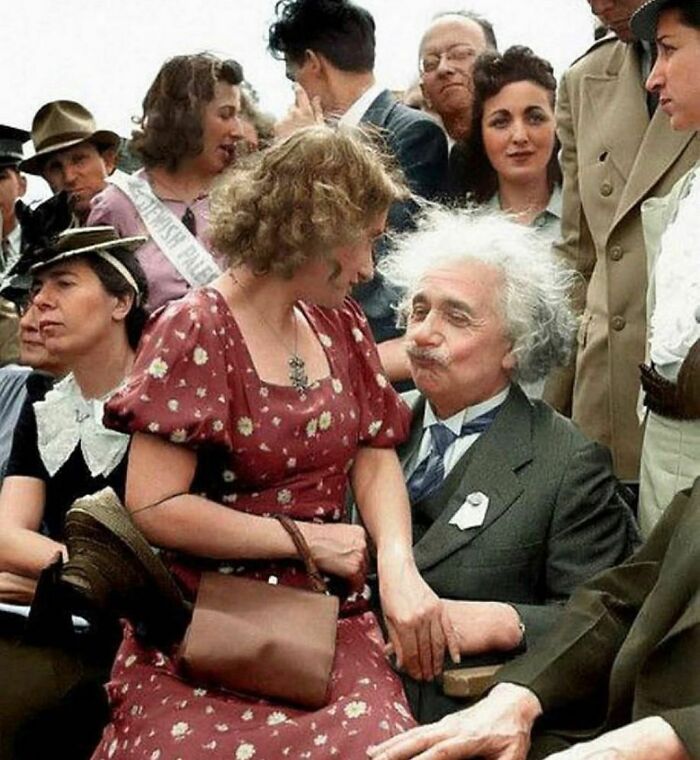 Albert Einstein With His Step Daughter Margot Einstein Sitting On His Lap