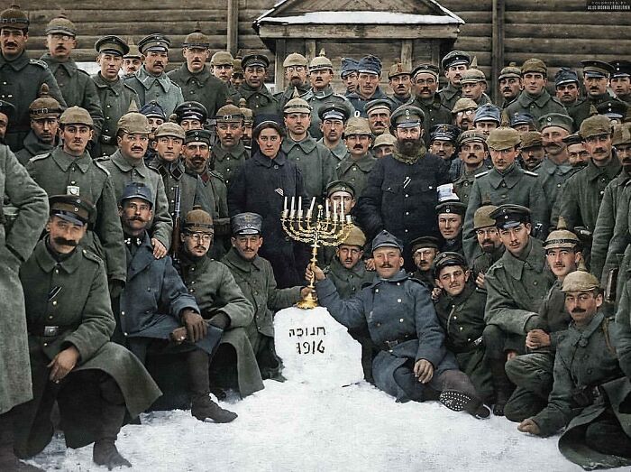 Jewish Soldiers In The German Army Celebrate Hanukkah On The Eastern Front, 1916, During Ww1