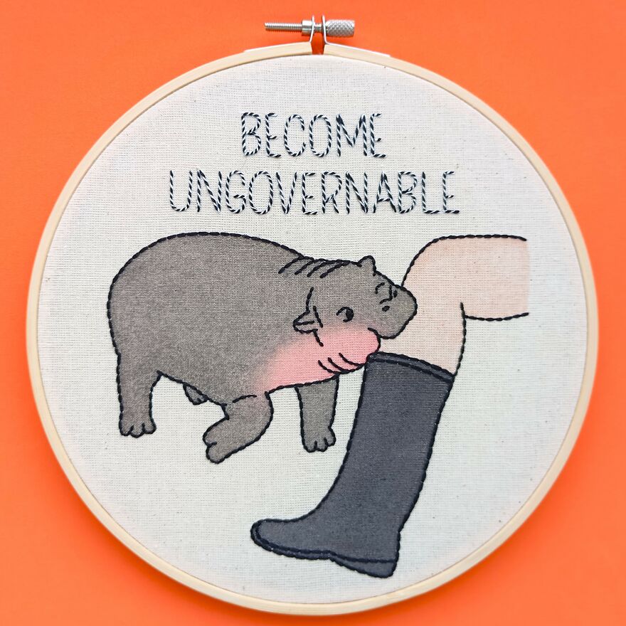 We Hand-Embroidered And Watercolored The Cute And Ungovernable: Moo Deng!