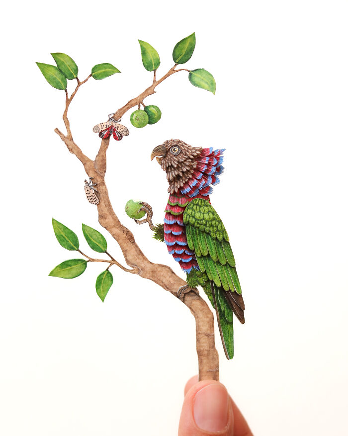 I Create Paper Art, And Here’s My Collection Of 40 Miniature Parrots ...