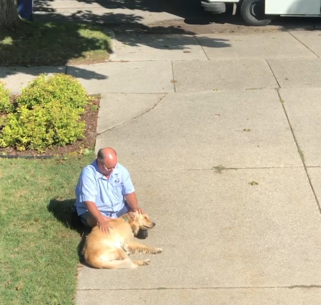 Mailman Finds A Hilarious Way To Greet Beloved Dog Each Morning On His Route