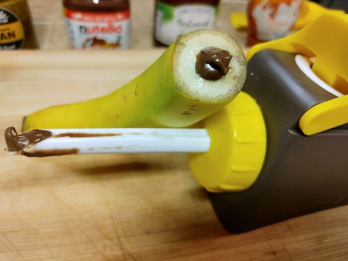 Unleash Your Culinary Creativity With This Nifty Gadget That Lets You Core & Fill A Banana While Still In Its Peel. It's Perfect For Nutella Lovers Or Someone Who Wants To Sneak Some Nutrition Into A Sweet Treat.