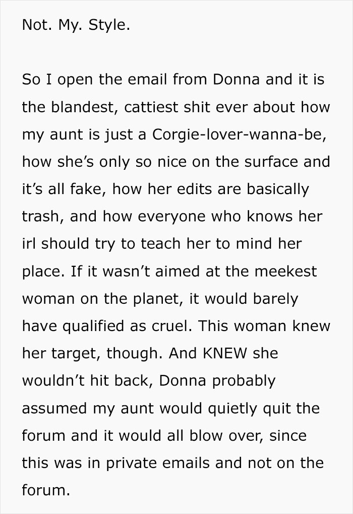 Kindest Woman Ever Gets Bullied By 60YO On Corgi Forum, Niece Writes A Decimating Roast In Response