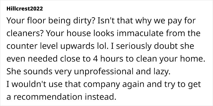 Cleaning Company Calls Woman's House Disgusting, She Feels It's Unwarranted But Netizens Disagree