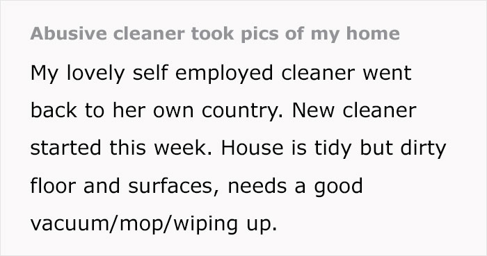 Cleaning Company Calls Woman's House Disgusting, She Feels It's Unwarranted But Netizens Disagree