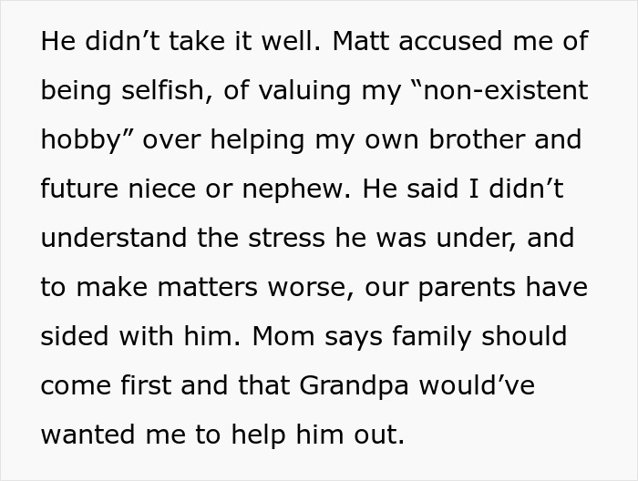 Man Receives $50,000 From His Grandfather, Refuses To Split The Inheritance With His Brother