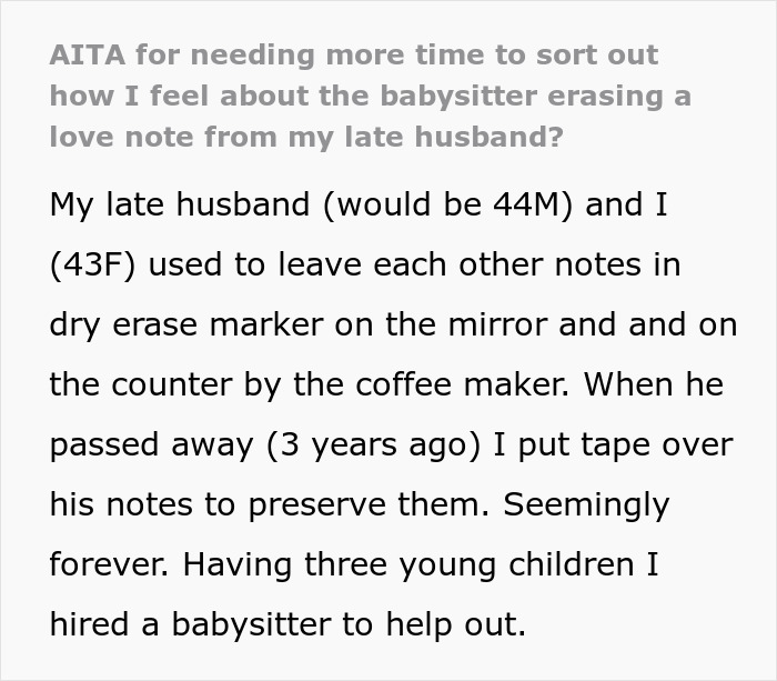 Woman Heartbroken After Babysitter Wipes Taped-Over Notes That Her Late Husband Left 3 Years Ago