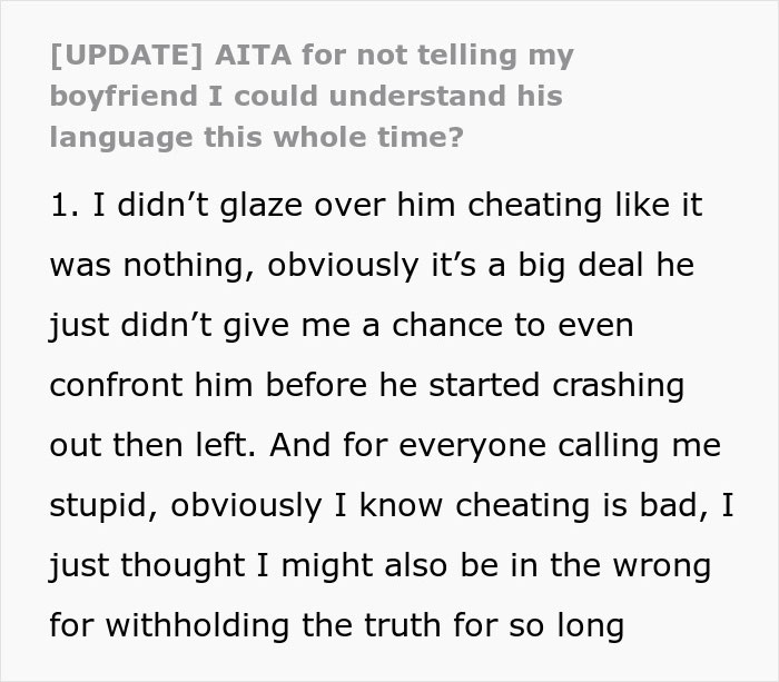 “He Got Mad”: Woman Learns BF’s Secret After Years Of Pretending Not To Understand His Language