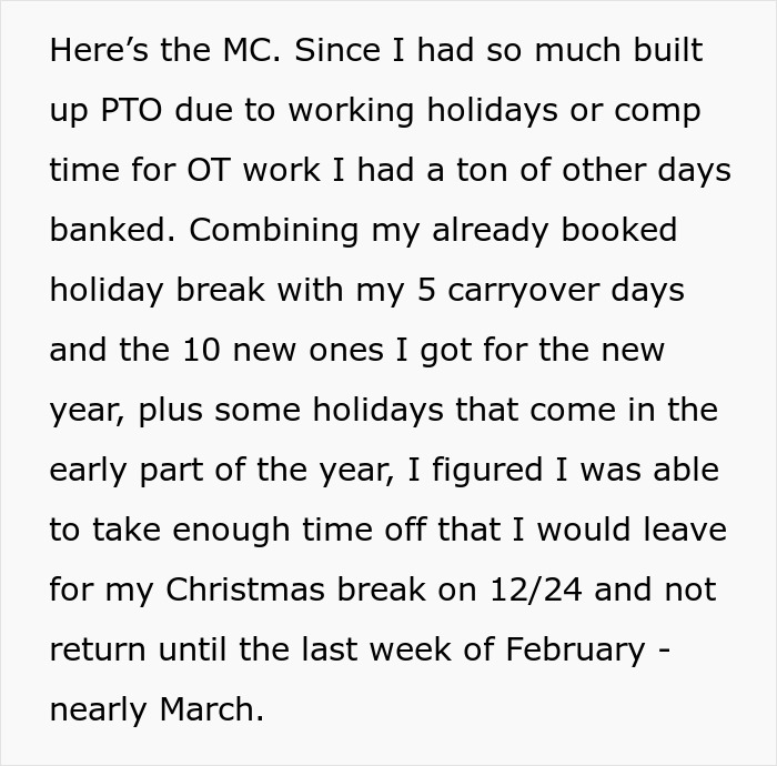 "Can’t Carry Over 1 PTO Day? See You In February": Person Maliciously Complies