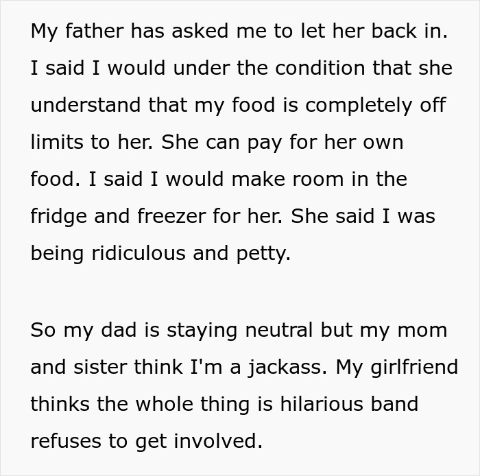 Guy Tells Mom To Get Out After She Wastes Months Of His Food, Mom And Sister Furious