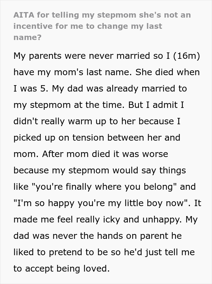 Teen Rejects Stepmom's Numerous Attempts To Change His First And Last Names, She Goes Dramatic