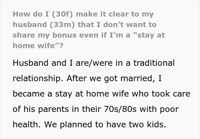 “It’s Unfair”: Woman Asks How To Explain To Her Husband She’ll Keep Her Bonus For Herself