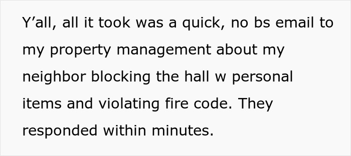 Guy Sick Of Lady's Bike Blocking Hall, Gets It Removed By Property Management As She Won't Listen