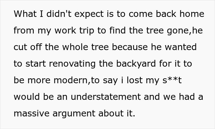 35YO Chops Down Tree Husband’s Family Cherished Without Asking, Leads To Massive Relationship Rift