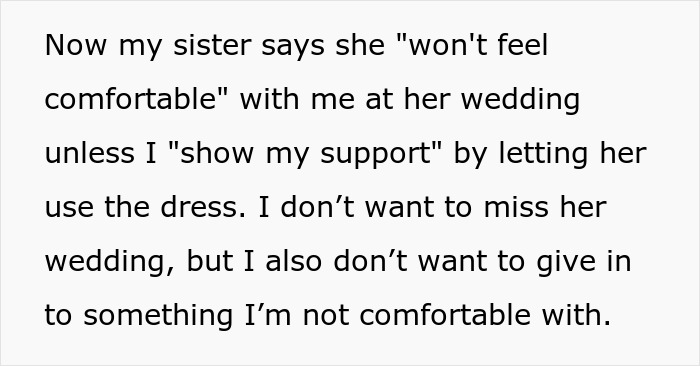 Woman Wants To Ruin Sister’s Dress For Her Wedding, Gets Upset When She’s Told ‘No’