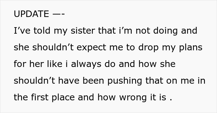 29YO Just Assumes Her 19YO Sis Is A Pro-Bono Babysitter, Shocked To Receive A Flat-Out Refusal