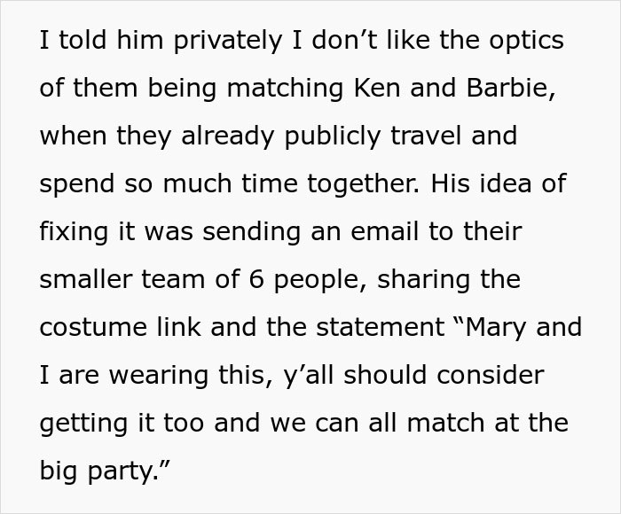 “AITA For Telling My Husband He Shouldn’t Do Matching Ken/Barbie Costumes With His Female Coworker?”