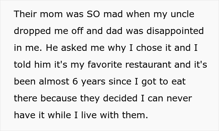 Teen Never Eats At Favorite Restaurant Because Of Stepsiblings, Goes There For B-day, Dad Is Livid