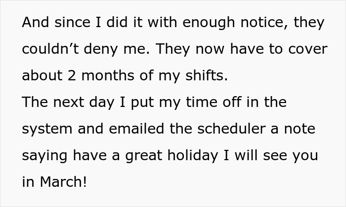 "Can’t Carry Over 1 PTO Day? See You In February": Person Maliciously Complies