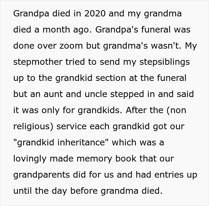  “AITA For Blaming Dad And Stepmom For Stepsiblings Thinking They Would Get Grandkid Inheritance?”