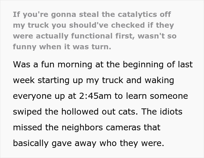 “Idiots Missed The Neighbor’s Cameras”: Youngsters Steal Car Parts, Face Car Owner’s Pro Revenge