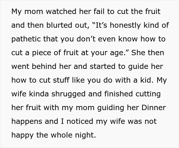 Woman Doesn't Even Know How To Cut Fruit, MIL Calls Her Pathetic