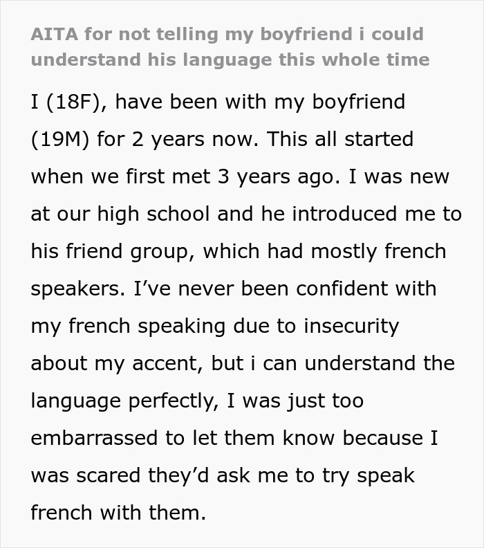 “He Got Mad”: Woman Learns BF’s Secret After Years Of Pretending Not To Understand His Language