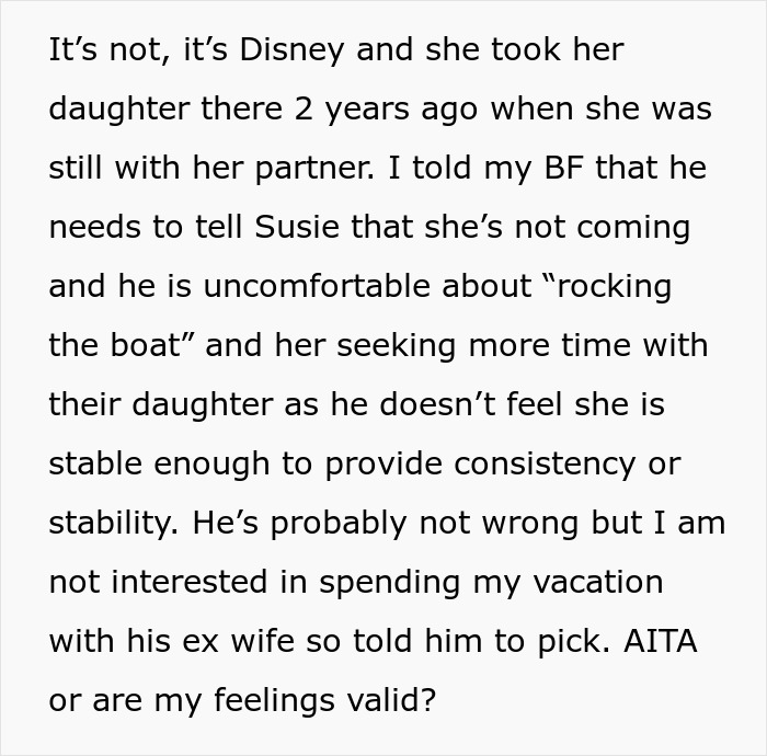 Ex-Wife Keeps Inviting Herself On Couple's Trips, Guy's GF Gets Mad And Forces Him To Make A Choice