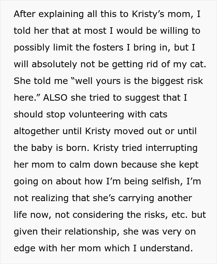 Mom Demands Woman Get Rid Of Her Own Cat Because Of Pregnant Daughter, Gets Banned From House