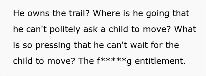 Text questioning entitlement and urgency of an older man's actions towards a child.