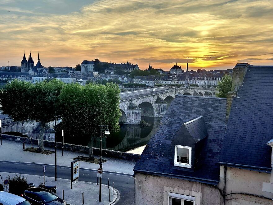 Sunset At The Loire River In Blois, France. View From Our Appartment (Airbnb)