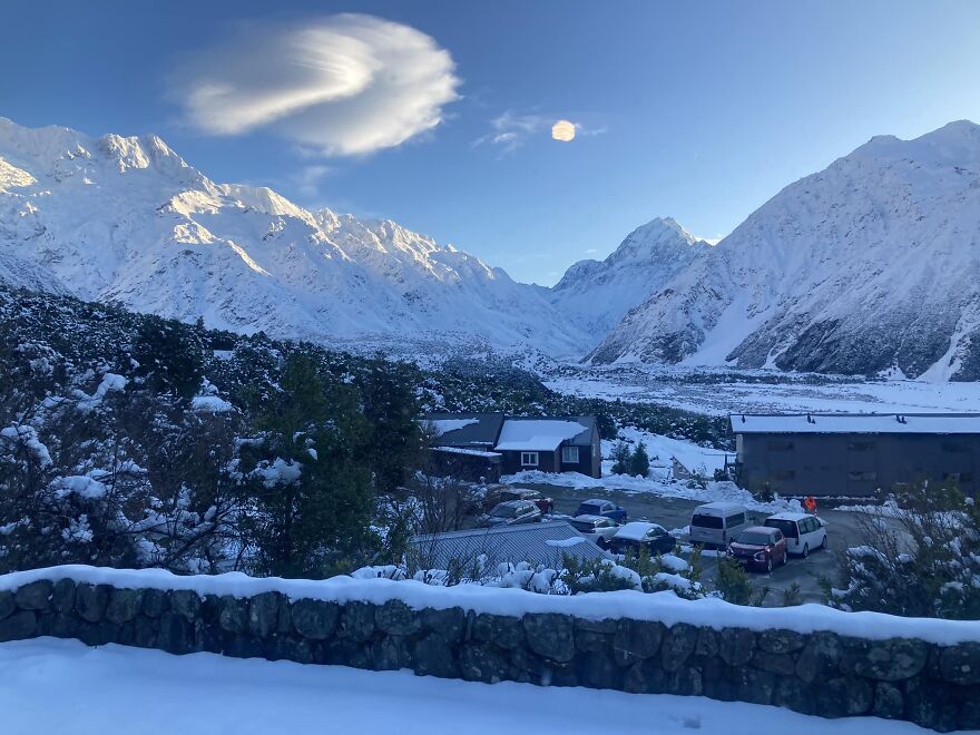 View From My Window. Aoraki/Mt Cook New Zealand’s Highest Peak. With Mt Sefton In The Foreground