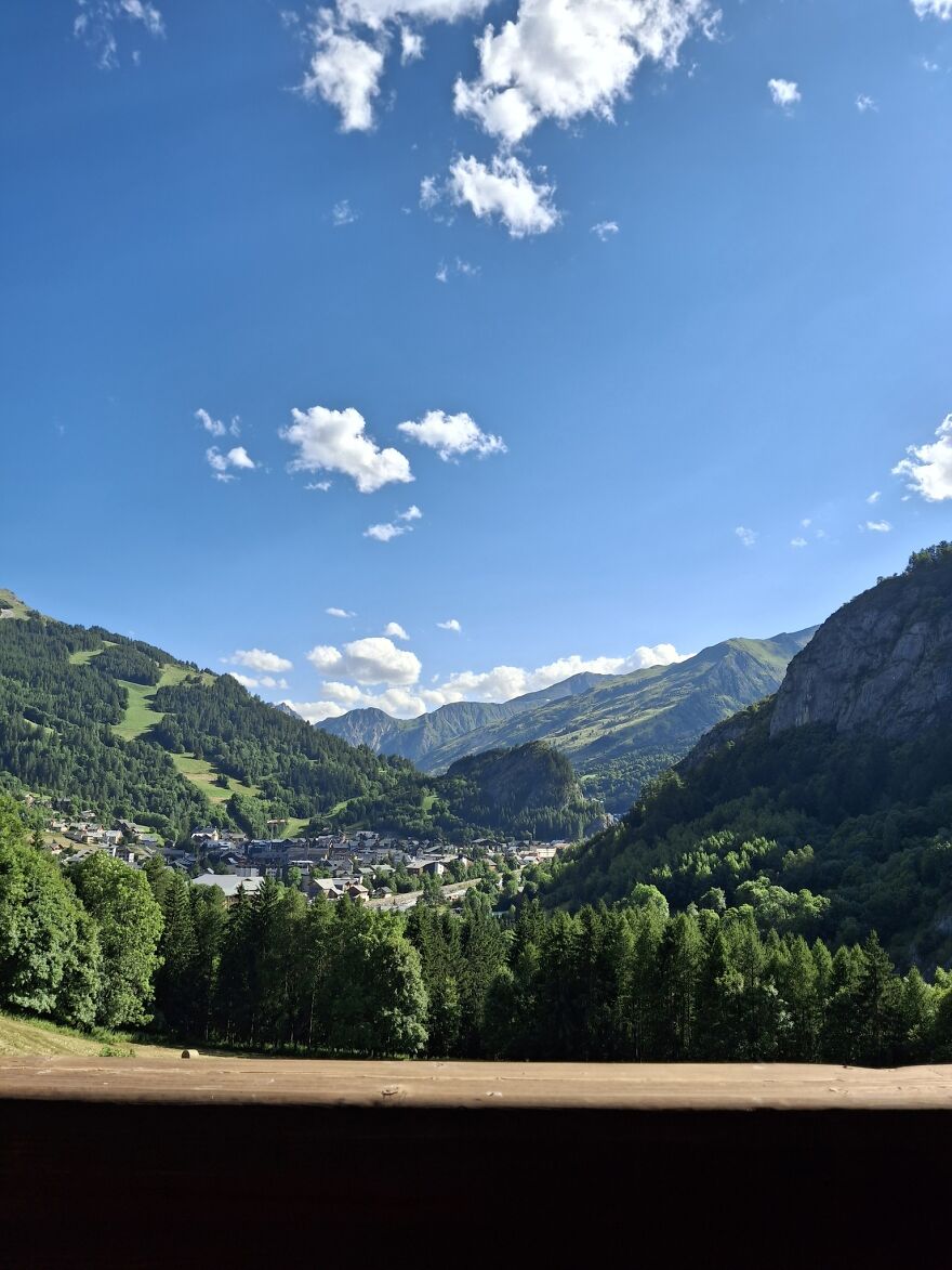 View From The Window Of Our Apartment In Valloire, France. Dreams Stay In The Moutains