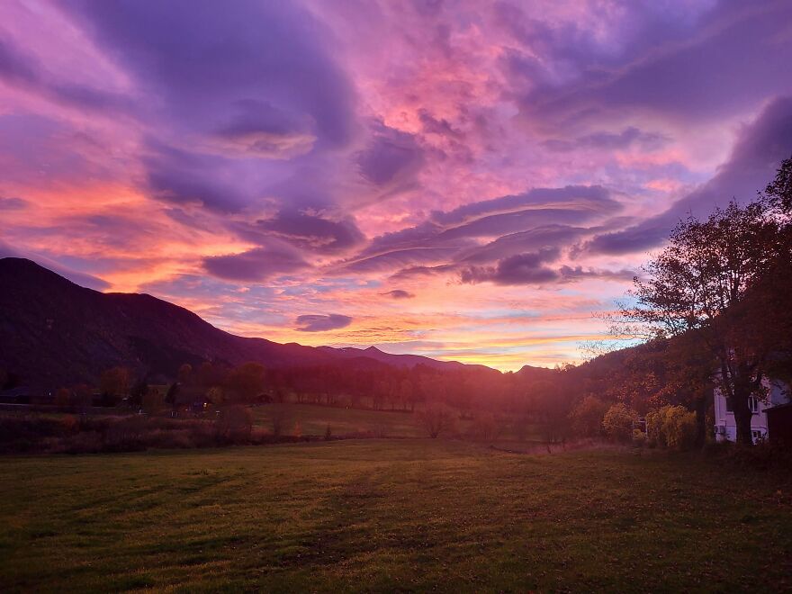 View From My Livingroom Window This Morning. I'm Not So Good At Taking Pictures, So I Didn't Manage To Capture The Total Beauty Of The Colours. Sunnmøre, Norway!