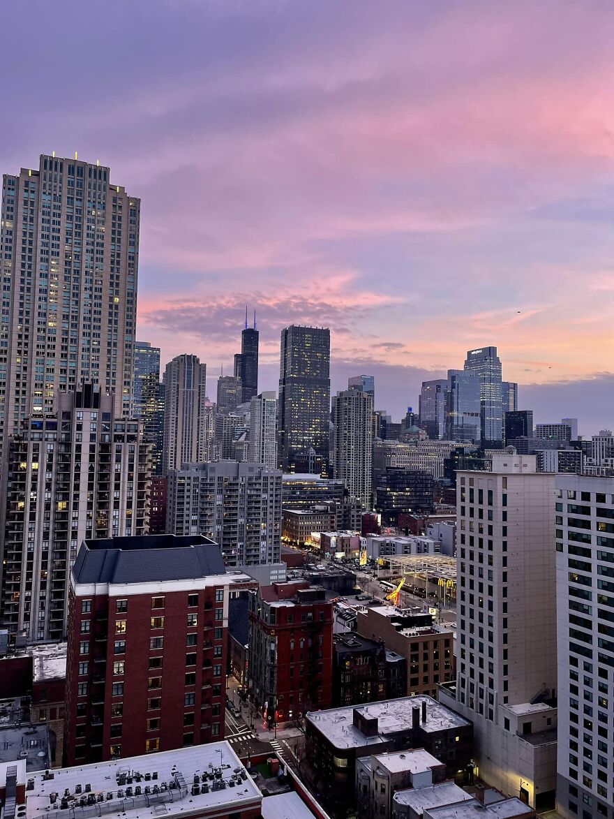 The View From My Apartment Balcony Tonight In Chicago, Illinois USA ... Hard To Beat This View From 27 Floors Above The City!