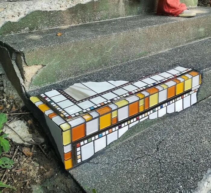 ‘Flacking’ By Ememem, Using Artwork To Fill Or Repair A Hole In The Pavement