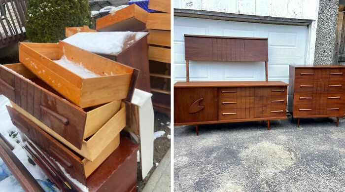 1960s Viscol Bedroom Set Before And After I Found Them On The Side Of The Road!