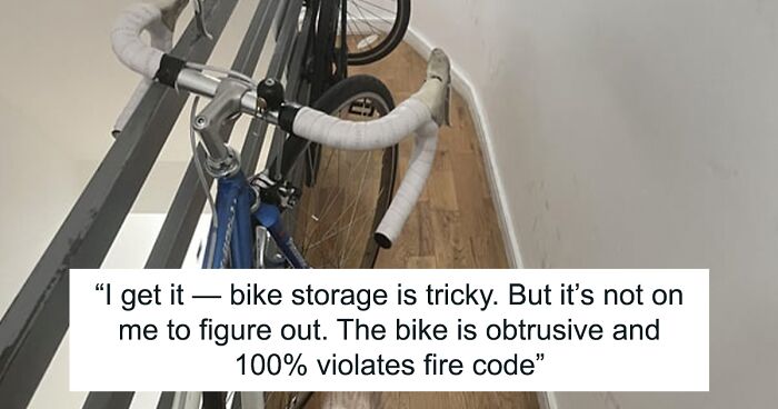 Lady's Bike Blocks Hall, Violates Fire Code, Guy Takes It To Management As She Ignores His Pleas