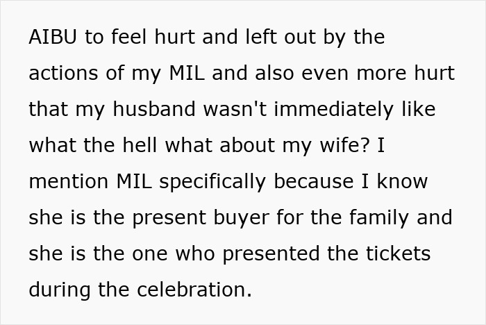 Woman Gets Left Out From A Concert As Her MIL Buys Tickets For Everyone But Her