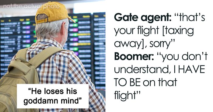 “Bring That Plane Back Here”: Boomer Takes Out Frustration On A Gate Agent, Regrets It